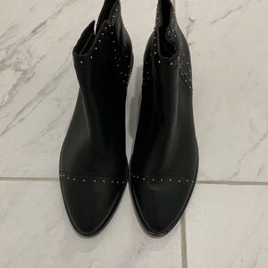 Joie Jacobean Black Leather Studded Ankle Booties